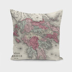 Vintage Map of Greece (1865) (14"H x 14"W)