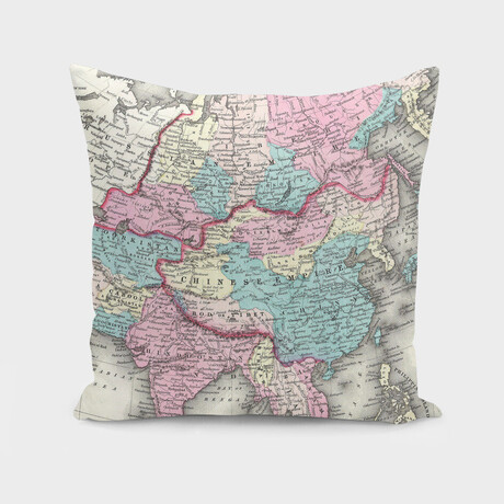 Vintage Map of Asia (1855) (14"H x 14"W)