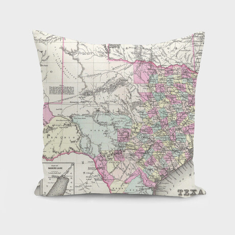 Vintage Map of Texas (1855) (14"H x 14"W)