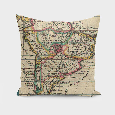 Vintage Map of South America (1747) (14"H x 14"W)