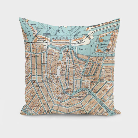 Vintage Map of Amsterdam (1905) (14"H x 14"W)