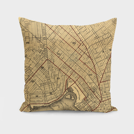 Vintage Map of Brooklyn New York (1874) (14"H x 14"W)