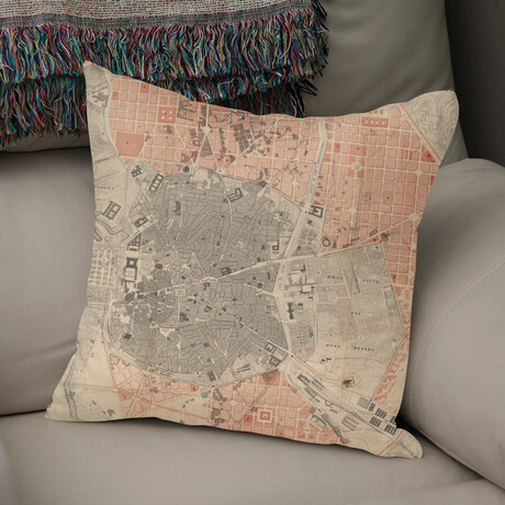 Vintage Map of Madrid Spain (1861) (14"H x 14"W)