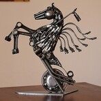 Iron Horse Upcycled Metal Auto Part Sculpture