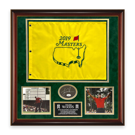 Tiger Woods // 2019 Masters Flag // Autographed Cut + Framed