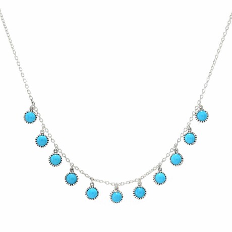 Sterling Silver Round Gemstone Necklace (Onyx - December)