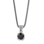 Sterling Silver 7MM Round Gemstone Pendant + Chain (Amethyst - February)