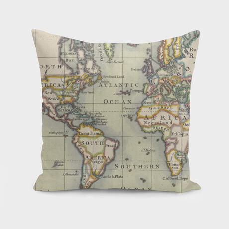 Vintage Map of The World (1766) (14"H x 14"W)