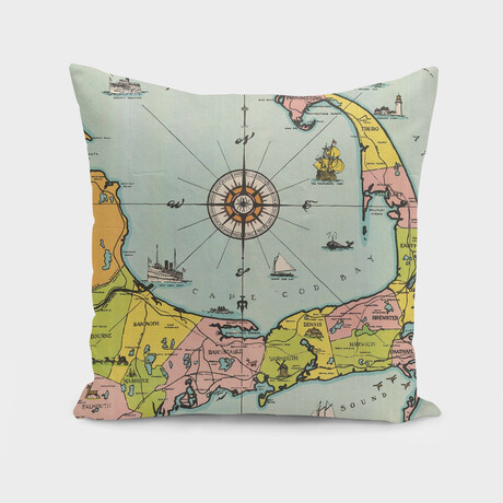 Vintage Map of Cape Cod (14"H x 14"W)