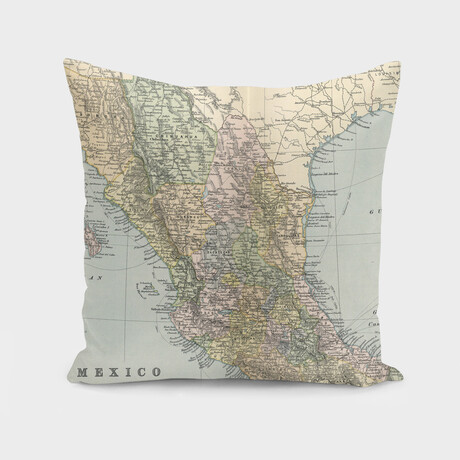 Vintage Map of Mexico (1891) (14"H x 14"W)