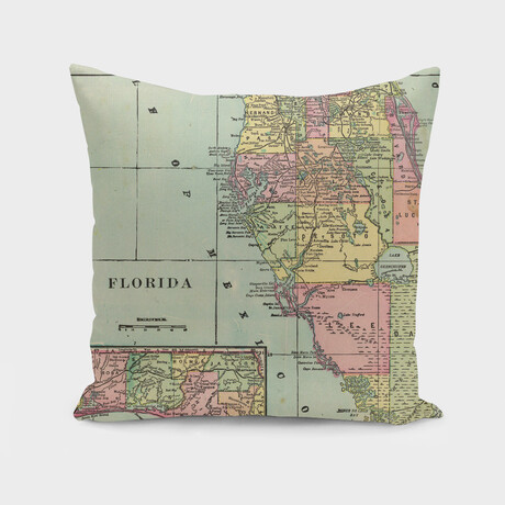 Vintage Map of Florida (1909) (14"H x 14"W)