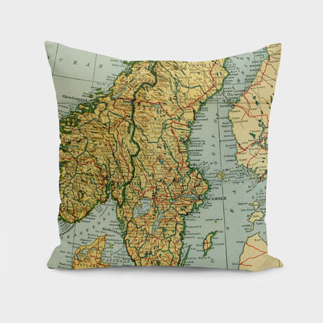 Vintage Map of Norway and Sweden (1921) (14"H x 14"W)