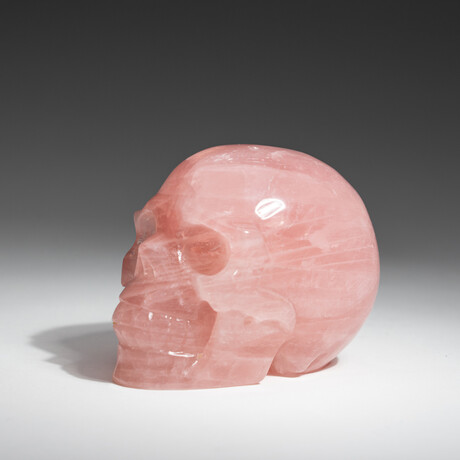 Genuine Polished Hand Carved Rose Quartz Skull v.3