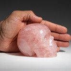 Genuine Polished Hand Carved Rose Quartz Skull v.3