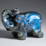 Genuine Polished Hand Carved Labradorite Elephant // Large