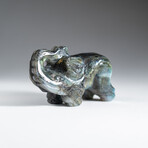 Genuine Polished Hand Carved Labradorite Elephant // Medium