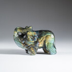 Genuine Polished Hand Carved Labradorite Elephant // Medium