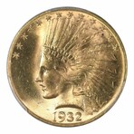 1932 $10 Gold Indian Eagle // PCGS Certified MS65 // Wood Presentation Box