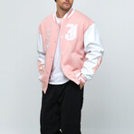 LA Bomber Jacket // Pink + White (M)