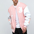 LA Bomber Jacket // Pink + White (XL)