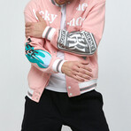 Ghosts Bomber Jacket // Pink (S)