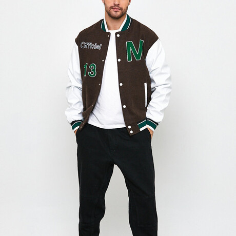 Official Bomber Jacket // Brown + White (S)