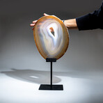 Genuine Polished Agate Slice + Metal Stand v.1