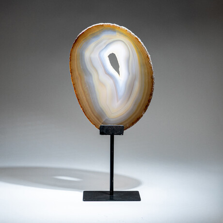 Genuine Polished Agate Slice + Metal Stand v.1