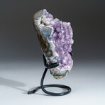 Genuine Amethyst Crystal Cluster + Metal Stand