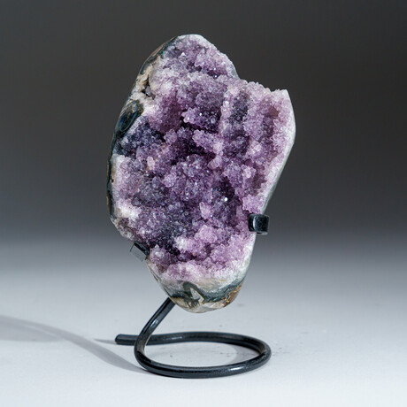 Genuine Amethyst Crystal Cluster + Metal Stand