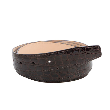 Caiman Crocodile Leather Belt // Dark Brown