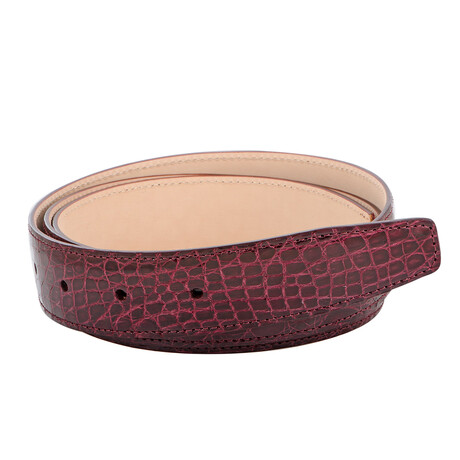 Caiman Crocodile Leather Belt // Bordeaux