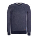 Solid Round Neck Pullover // Navy (L)