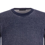 Solid Round Neck Pullover // Navy (S)