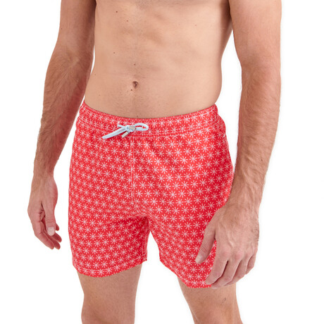 Sea Horse Swim Shorts // Red (X-Small)