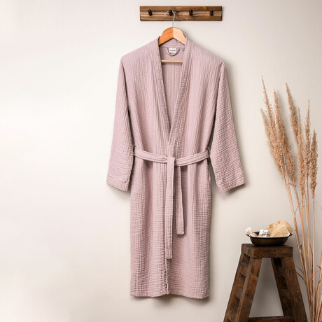 Kimono Muslin Bathrobe // Peach (Small/Medium)