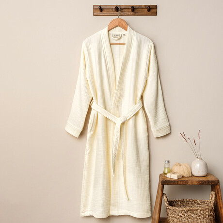 Kimono Muslin Bathrobe // Off White (Small/Medium)