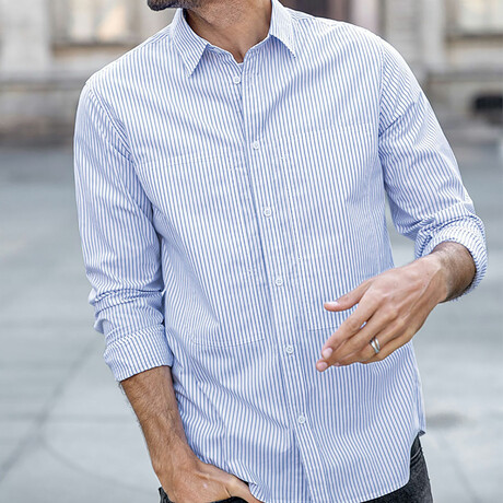 Button Down Shirt // Blue Stripe (X-Large)