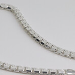 Sterling Silver Flat Square Box Link Chain Necklace // 22" // 3mm