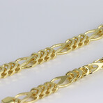 Gold Plated + Sterling Silver Box Figaro Link Chain Necklace // 5mm // 24"