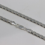 Sterling Silver Flat Square Box Link Chain Necklace // 22" // 3mm