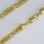 Gold Plated + Sterling Silver Box Figaro Link Chain Necklace // 5mm // 24"