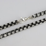 Sterling Silver Black and White Chunky Book Chain Necklace // 4.5mm // 22"