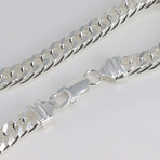Sterling Silver Chunky Flat Curb Link Chain Bracelet // 7.5mm // 8"