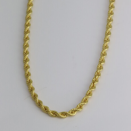 Gold Plated + Sterling Silver Rope Chain Necklace // 4mm (18" // 9.9g)
