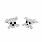 de Grisogono // Intimo 18K White Gold Diamond + Black Enamel Skull Cufflinks // New