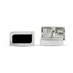 Luca Carati // D-Duke Sterling Silver + Onyx Rectangle Cufflinks // New
