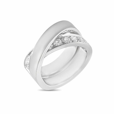 Cartier // Nouvelle Vague 18K White Gold + Diamond Crossover Ring // Ring Size: 6.5 // Estate