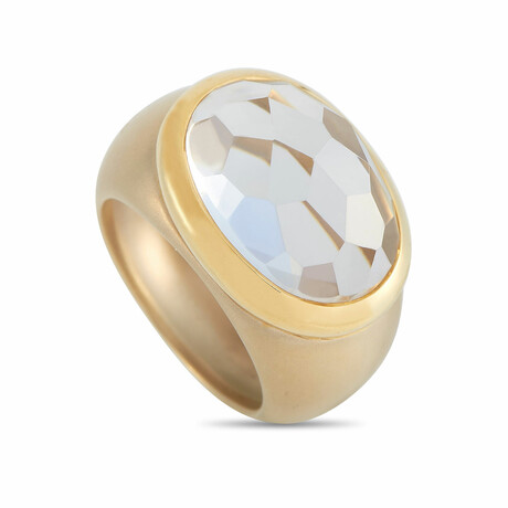 Pomellato // 18K Yellow Gold + White Topaz Ring // Ring Size: 8 // Estate