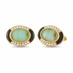 LB Exclusive // 18K Yellow Gold Diamond + Jade + Onyx Cufflinks // Estate